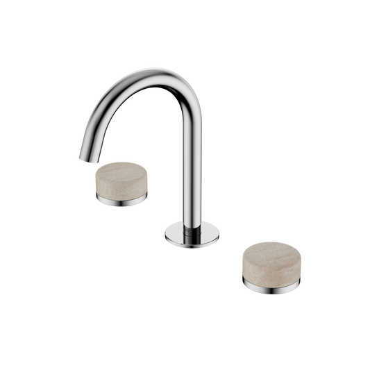 SERENITY BASIN SET ARC SPOUT WITH ROME TRAVERTINE HANDLE