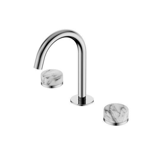 SERENITY BASIN SET ARC SPOUT WITH ARABESCATO CORCHIA HANDLE
