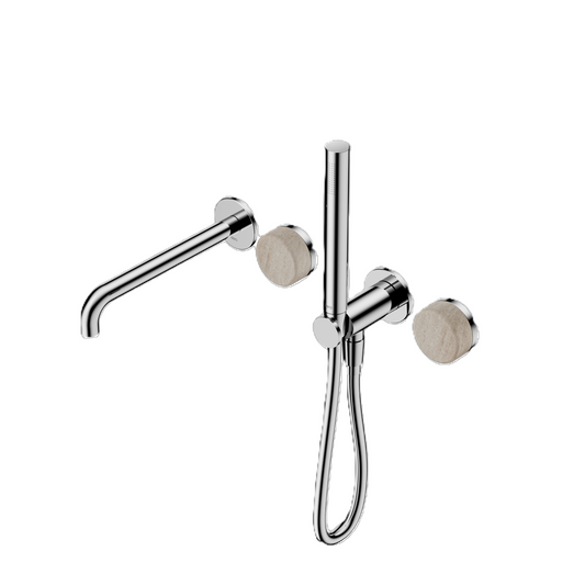SERENITY PROGRESSIVE SHOWER SYSTEM WITH SPOUT WITH ROME TRAVERTINE HANDLE AND SLIM SHOWER