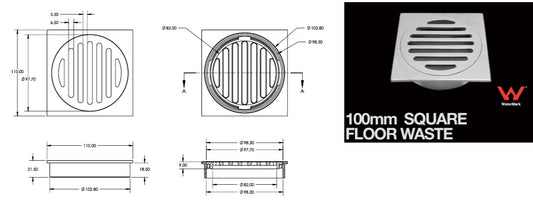 Bermuda 316 Stainless Steel Floor Wastes Round/Square