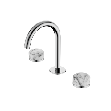 SERENITY BASIN SET ARC SPOUT WITH ARABESCATO CORCHIA HANDLE
