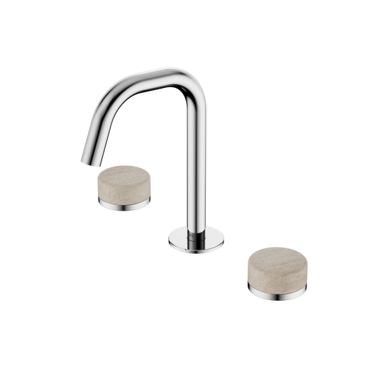SERENITY BASIN SET EDGE SPOUT WITH ROME TRAVERTINE HANDLE