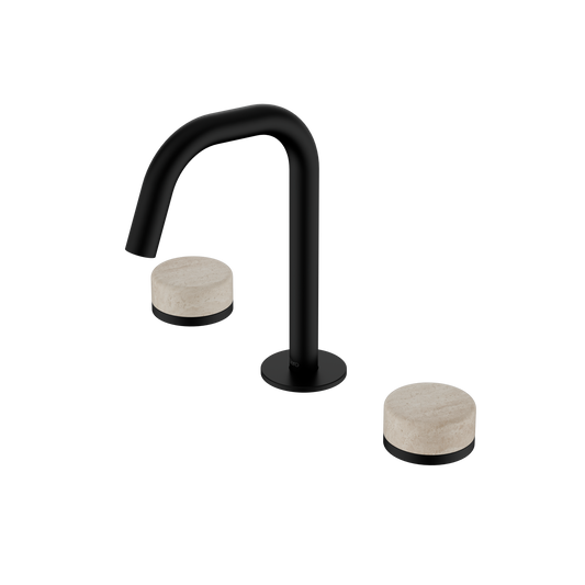 SERENITY BASIN SET EDGE SPOUT WITH ROME TRAVERTINE HANDLE
