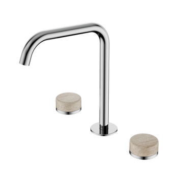 SERENITY BATH/KITCHEN SET EDGE SPOUT WITH ROME TRAVERTINE HANDLE