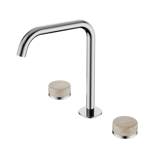 SERENITY BATH/KITCHEN SET EDGE SPOUT WITH ROME TRAVERTINE HANDLE