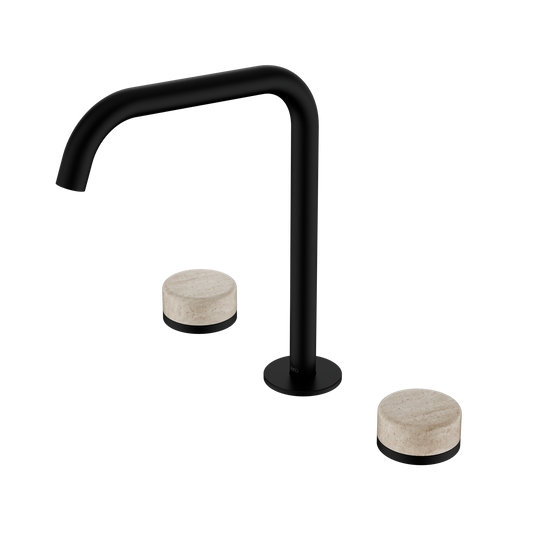 SERENITY BATH/KITCHEN SET EDGE SPOUT WITH ROME TRAVERTINE HANDLE