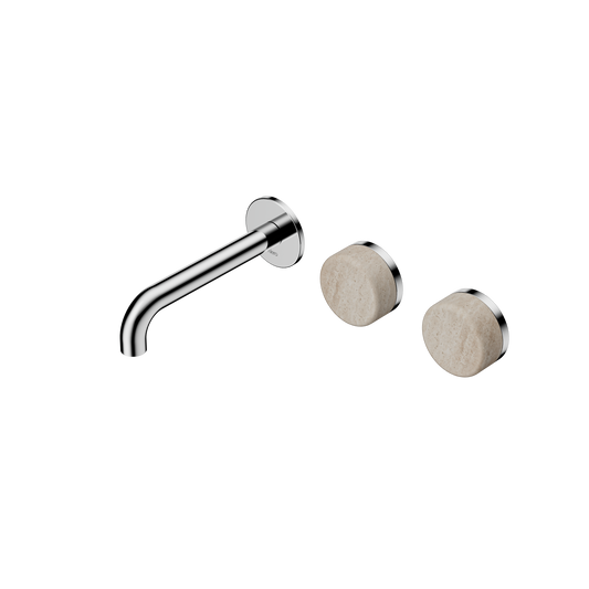 Serenity Wall Basin Set 160/185/220mm Offset Spout With Rome Travertine Handle