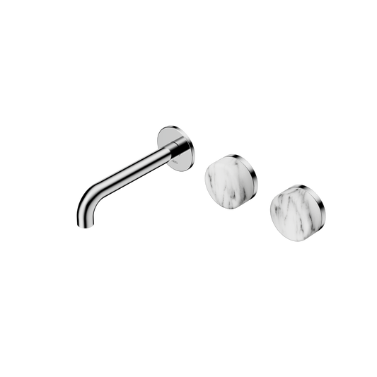 Serenity Wall Basin Set 160/185/220mm Offset Spout With Arabescato Corchia Handle