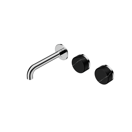 Serenity Wall Basin Set 160/185/220mm Offset Spout With Marquina Black Handle