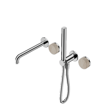 SERENITY PROGRESSIVE SHOWER SYSTEM WITH SPOUT WITH ROME TRAVERTINE HANDLE AND SLIM SHOWER