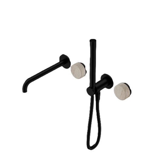 SERENITY PROGRESSIVE SHOWER SYSTEM WITH SPOUT WITH ROME TRAVERTINE HANDLE AND SLIM SHOWER
