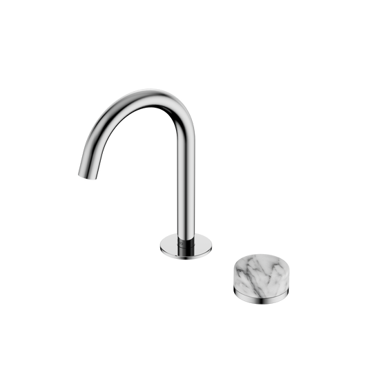 SERENITY PROGRESSIVE BASIN MIXER ARC SPOUT WITH ARABESCATO CORCHIA HANDLE
