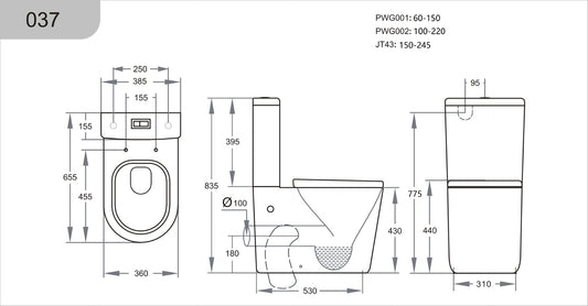 KDK037 Rimless Tornado Toilet Range