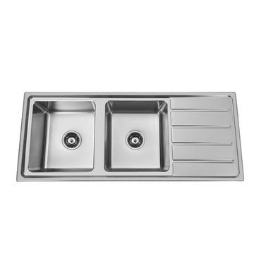 Traditional Double Bowl Sink Square Corner