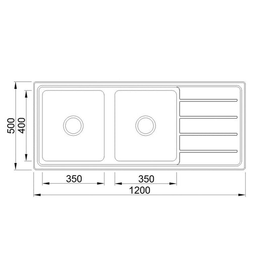 Traditional Double Bowl Sink Square Corner