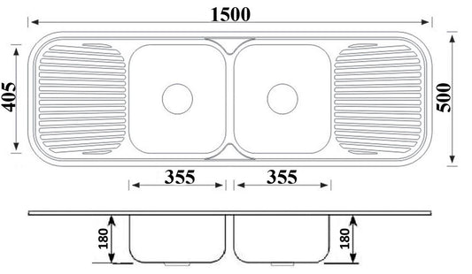 Traditional Double Bowl With Double Drainer SInk