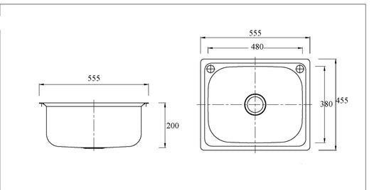 Traditional 35L Laundry Sink Round Corner With Two Tap Hole