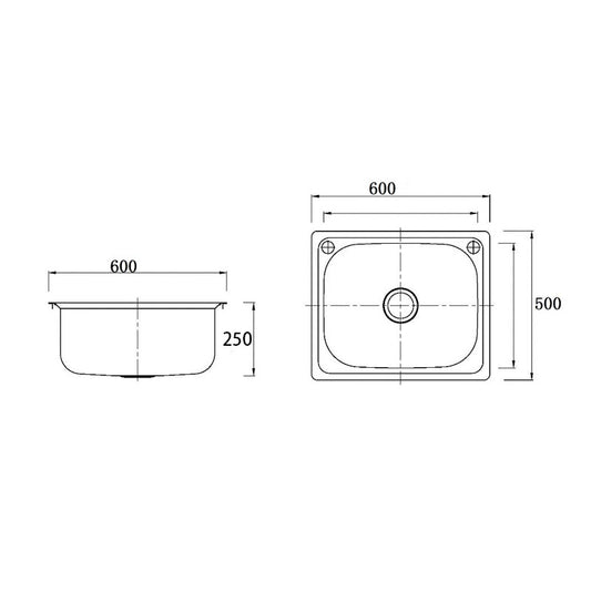 Traditional 45L Laundry Sink Round Corner With Two Tap Hole