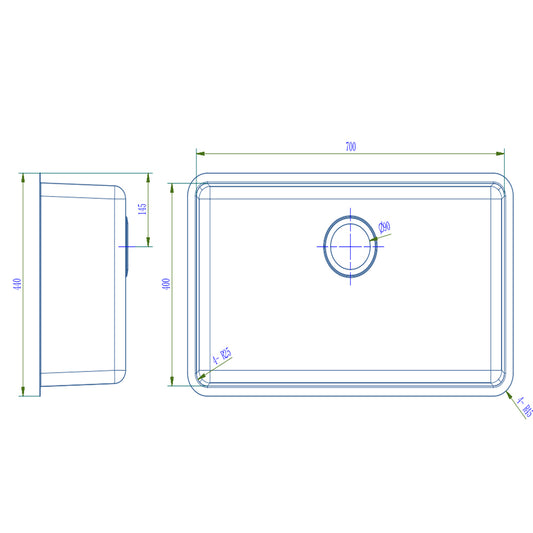 Traditional Under/Overmount Single Bowl Sink