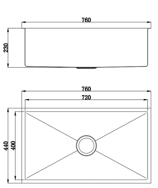 Arcko Lux Under/Overmount Single Bowl Sink