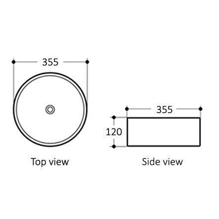 Artis 88 360x360x120 Matte White With Straight Edge Basin