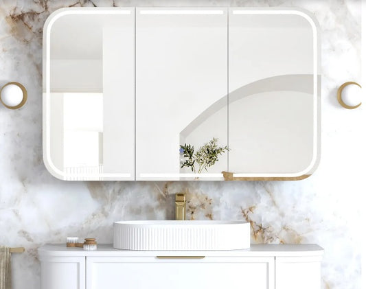 LED Newport 900(W)x750(H) White Shaving Cabinet - Premium Edition