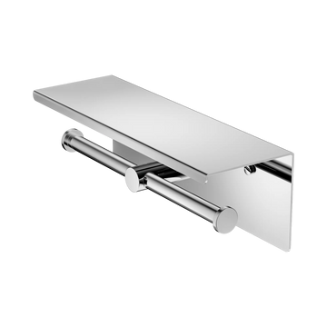 Mecca Double Toilet Roll Holder With Shelf