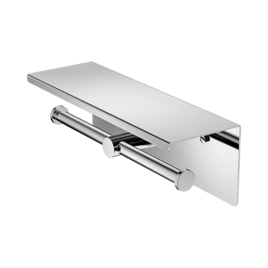 Mecca Double Toilet Roll Holder With Shelf