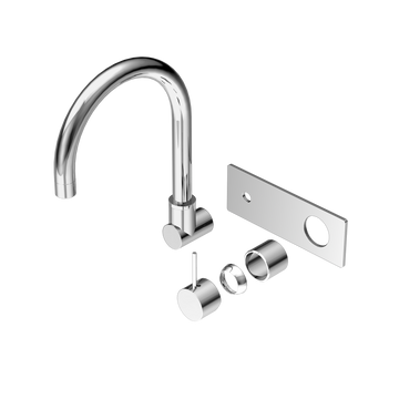 Mecca Wall Basin/Bath Mixer With Swivel Spout Handle Up Trim Kits