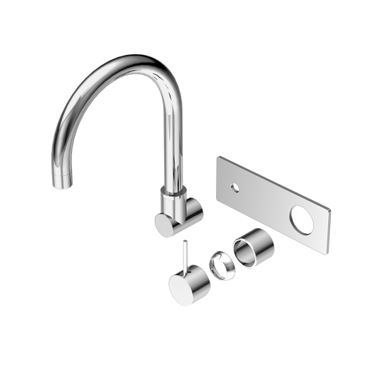 Mecca Wall Basin/Bath Mixer With Swivel Spout Handle Up Trim Kits