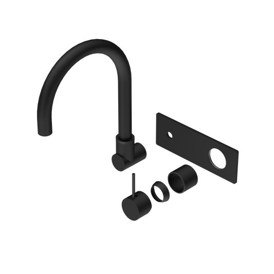 Mecca Wall Basin/Bath Mixer With Swivel Spout Handle Up Trim Kits