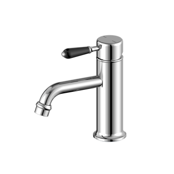 York Straight Basin Mixer With Black Porcelain Lever