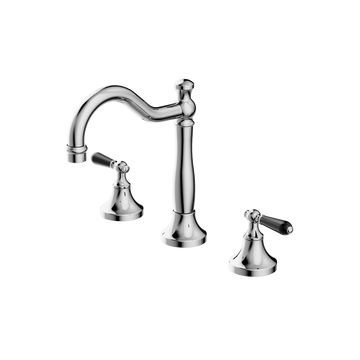 York Basin Set With Black Porcelain Lever