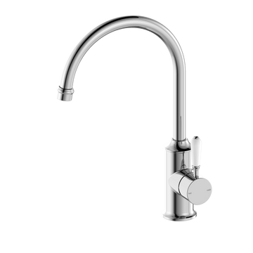 York Kitchen Mixer Gooseneck Spout With White Porcelain Lever