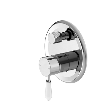 York Shower Mixer With Divertor With White Porcelain Lever