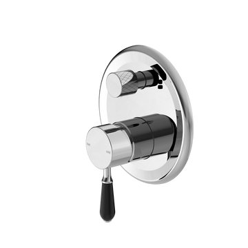 York Shower Mixer With Divertor With Black Porcelain Lever