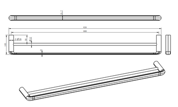 Berlin Double Towel Rail 800mm
