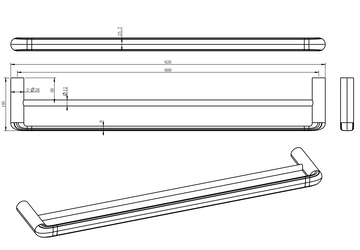 Berlin Double Towel Rail 600mm