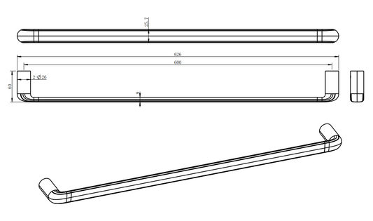 BERLIN Single Towel Rail 600MM