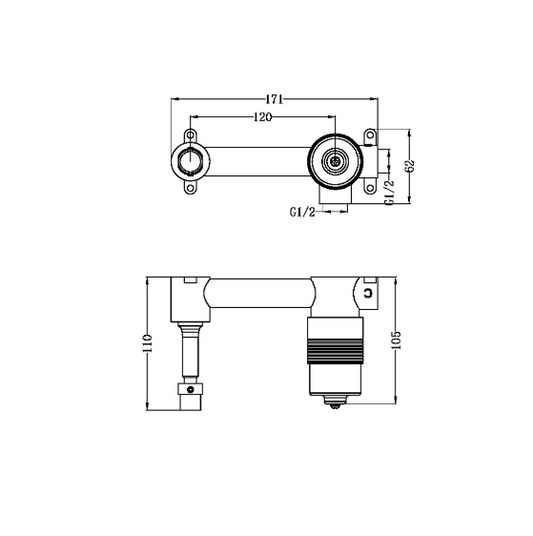 SS316L 35mm Premium Universal Wall Basin/Bath Mixer Body Only