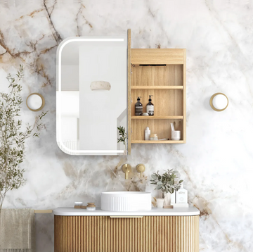 LED Newport Woodland Oak Shaving Cabinet - Premium Edition