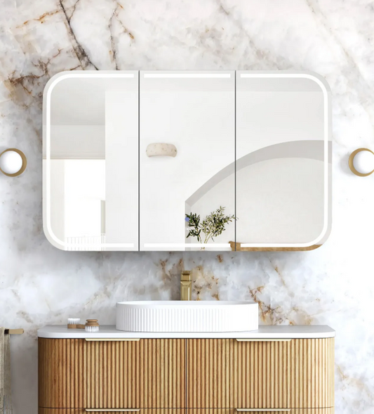 LED Newport Woodland Oak Shaving Cabinet - Premium Edition