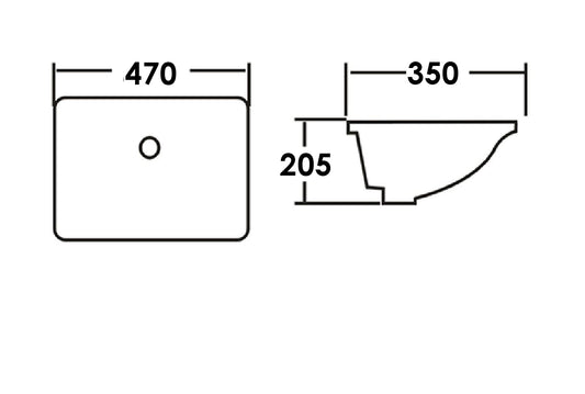 Undermount Square 470x350x205 Basin